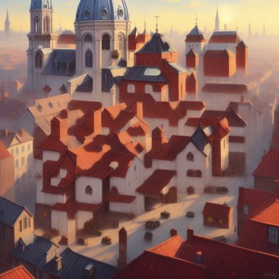 European Old Town Matte Painting QR Code Art