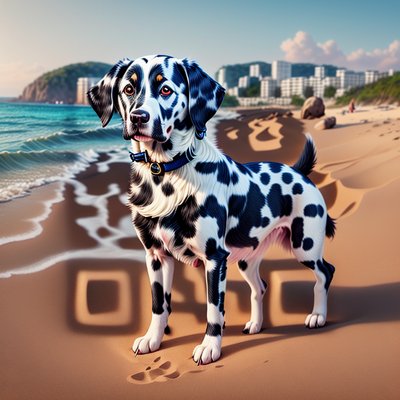 Dalmatian Beach Digital Painting QR Code for Posters
