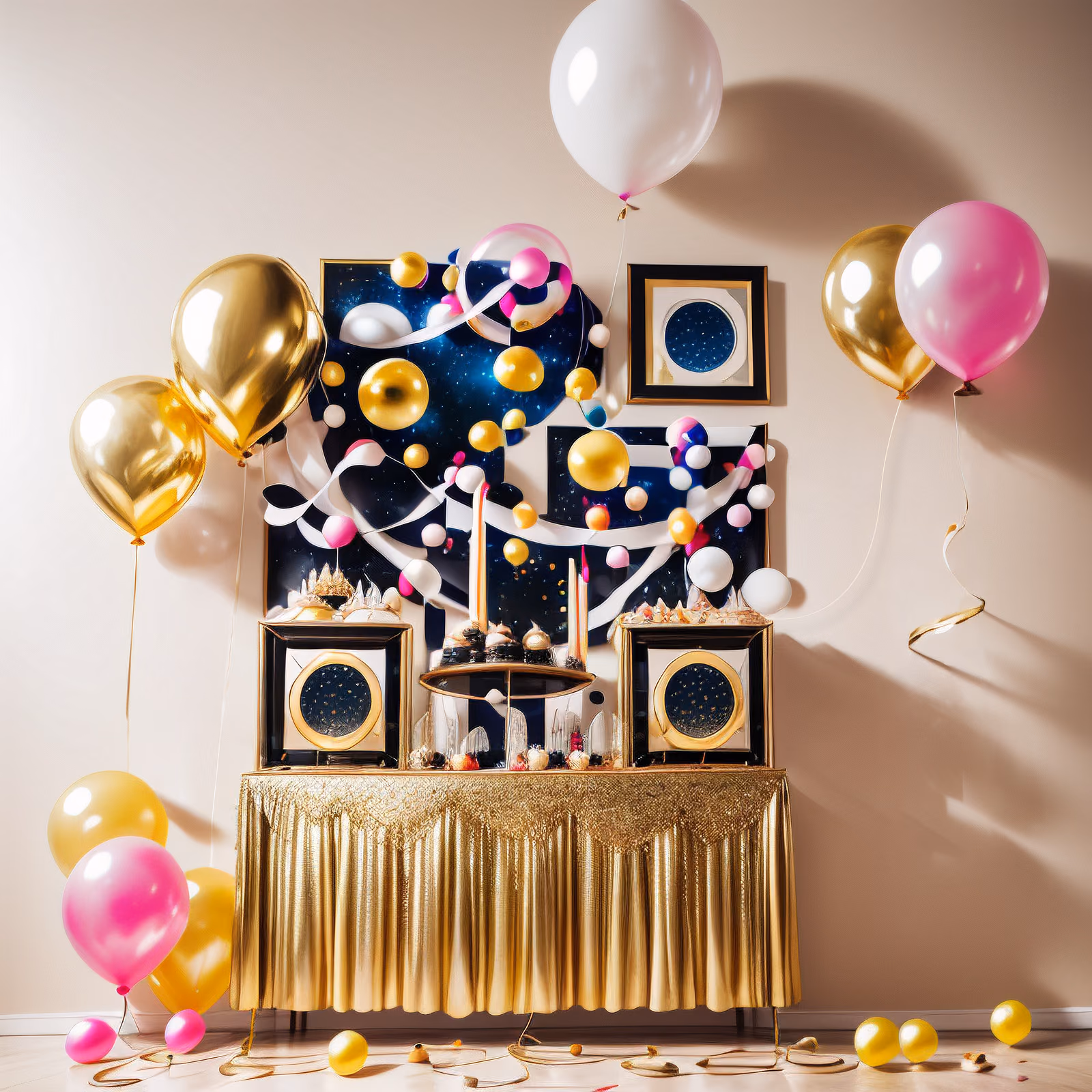 Gold Balloon Party Buffet Photo QR Code for Event Invitations — image 1