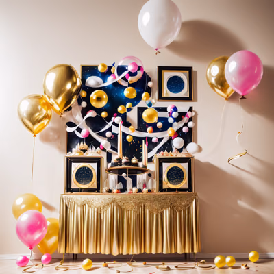 Gold Balloon Party Buffet Photo QR Code for Event Invitations — image 1