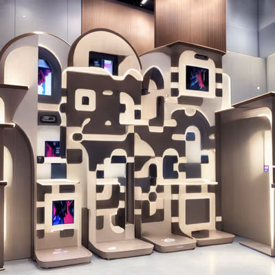 Шоурум электроники с арочными киосками: 3D QR-код для вывески — изображение 1