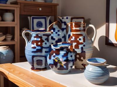 Glazed Pottery Jugs Photo Vase QR Code Art — image 1