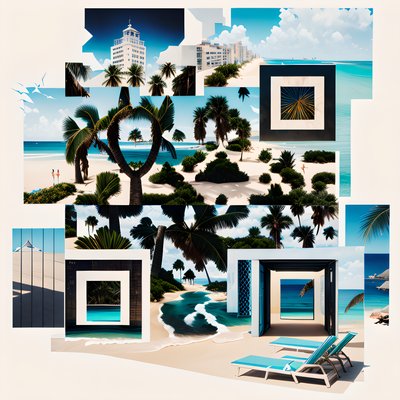 Coastal Beach City Collage QR Code for Posters