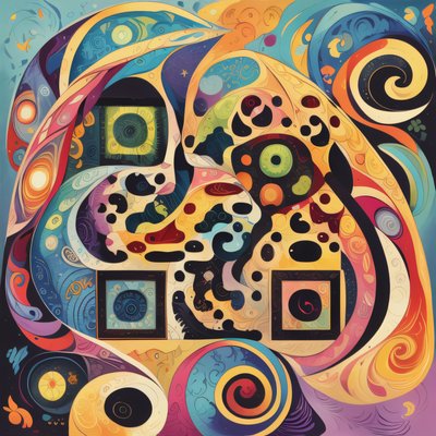 Colorful Swirl Abstract QR Code for Stickers