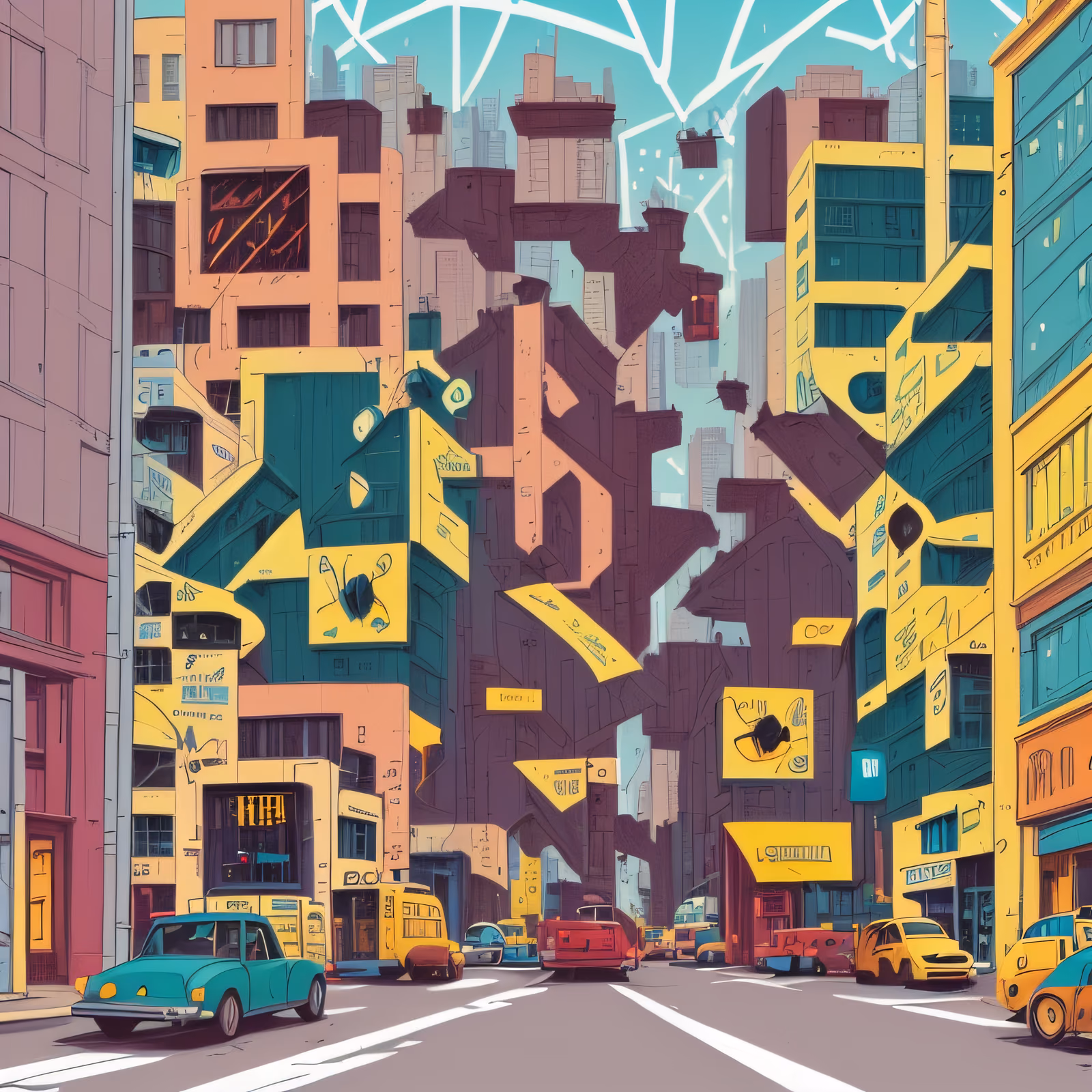 Colorful City Street Comic QR Code Art — image 1