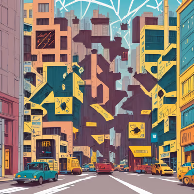 Colorful City Street Comic QR Code Art — image 1