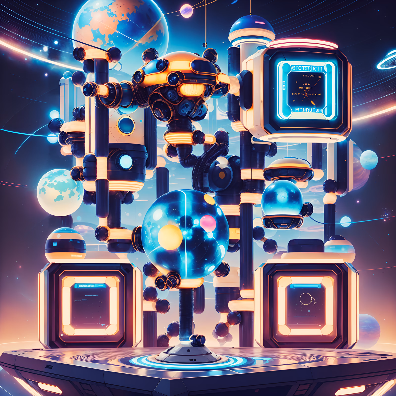 Ретрофутуристическая машина с планетарной сферой: QR-код — изображение 1