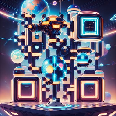 Retrofuturist Planetarium Orb Machine QR Code Art