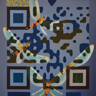 Dragonflies Silkscreen Style QR Code Art — image 1
