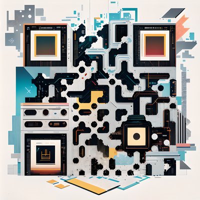 Digital Decay Glitch Collage QR Code Art