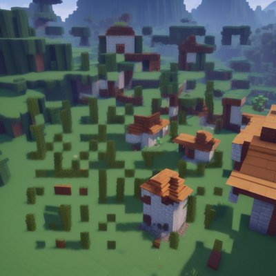 Blocky Mountain Village Voxel QR Code Art