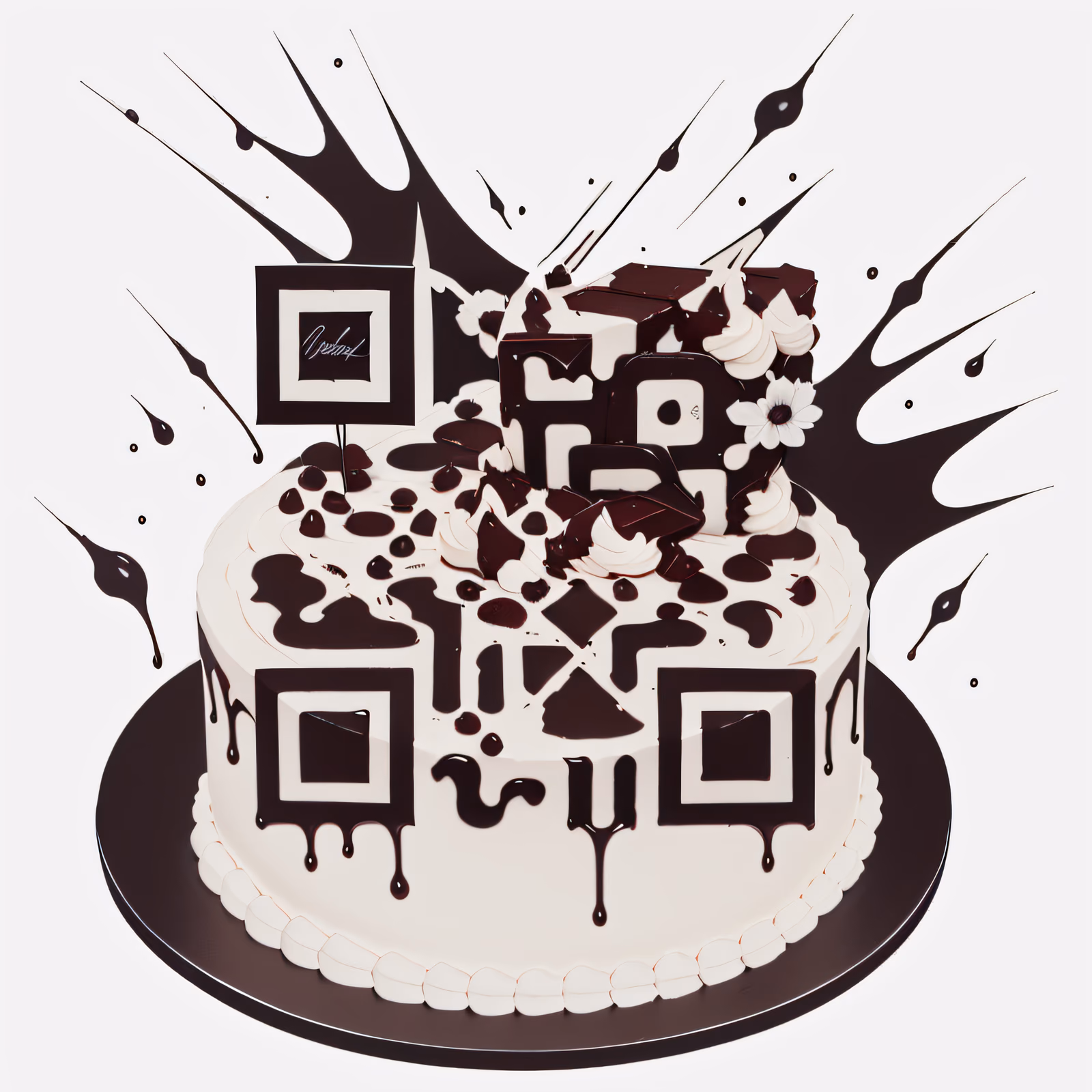 Chocolate Drip Cake Illustration QR Code for Restaurant Menus — image 1