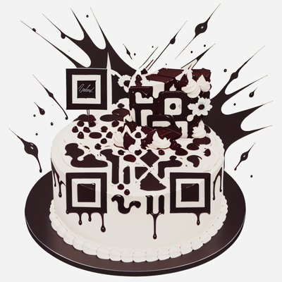 Chocolate Drip Cake Illustration QR Code for Restaurant Menus