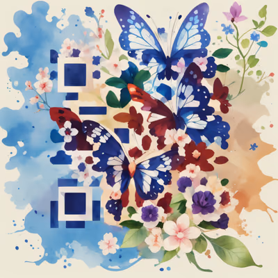 Butterflies and Blossoms Watercolor QR Code Art — image 1