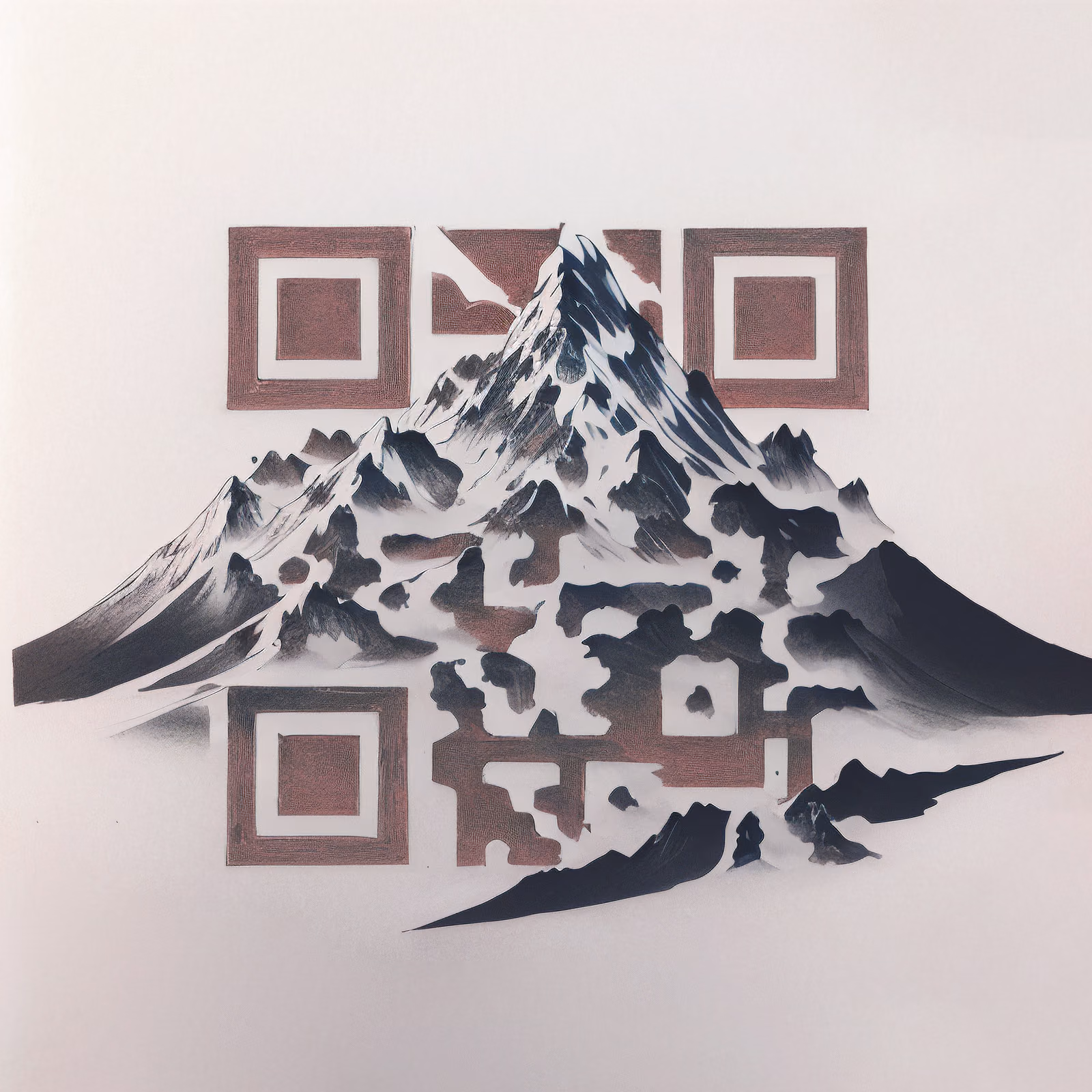Заснеженная гора в туши: QR-код — изображение 1