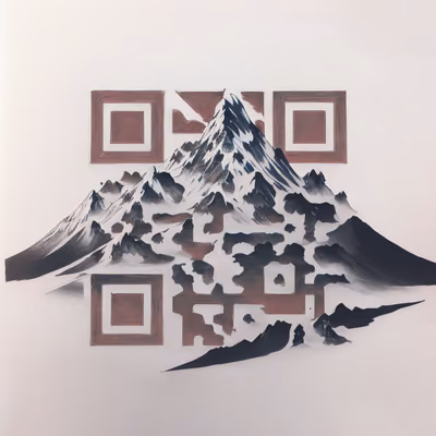 Заснеженная гора в туши: QR-код — изображение 1