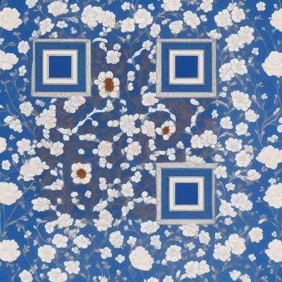 Blue and White Floral Porcelain QR Code Art