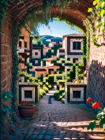 Ivy Arch Village Lane Photorealistic QR Code for Posters