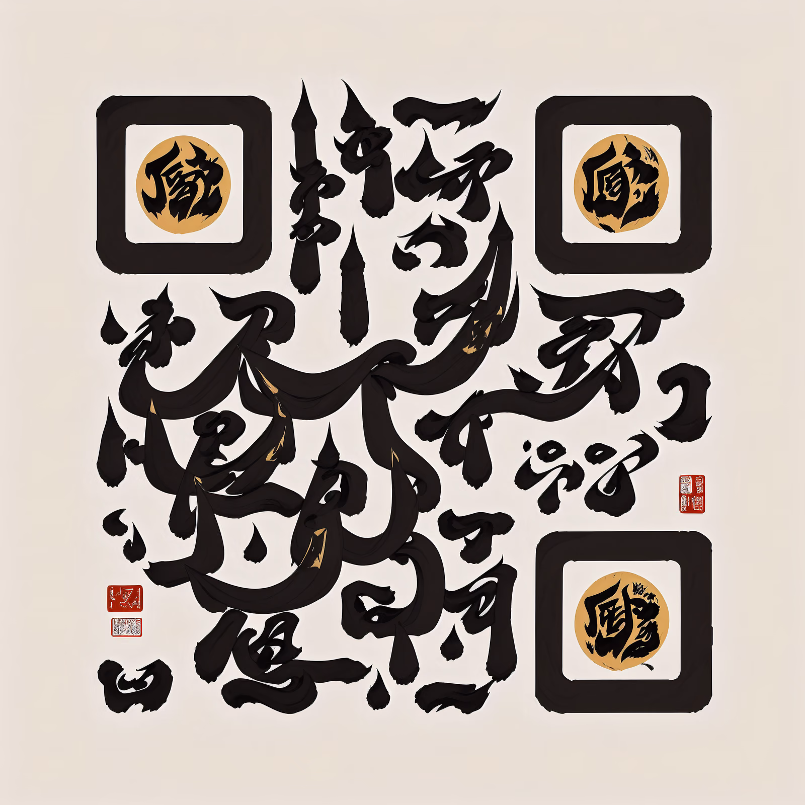 Brush Calligraphy Ink QR Code Art — image 1