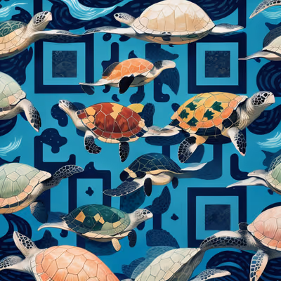Sea Turtles Silkscreen Pattern QR Code Art — image 1