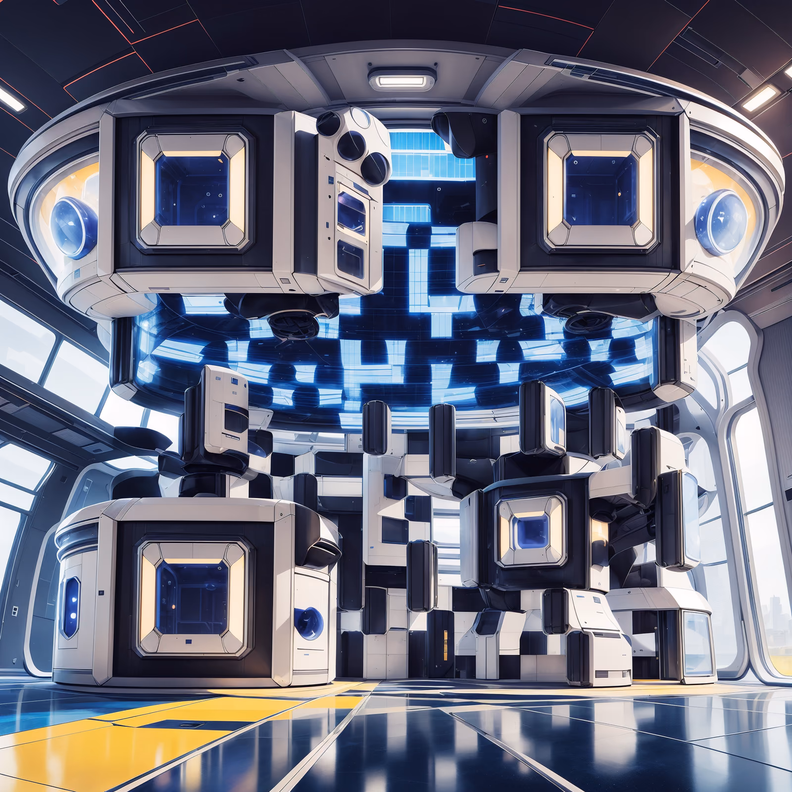 Ретрофутуристический интерьер капсулы: QR-код для постеров — изображение 1