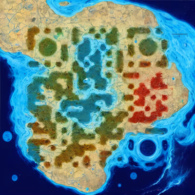 Fantasy Island Map Digital Painting QR Code Art — image 1