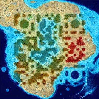 Fantasy Island Map Digital Painting QR Code Art