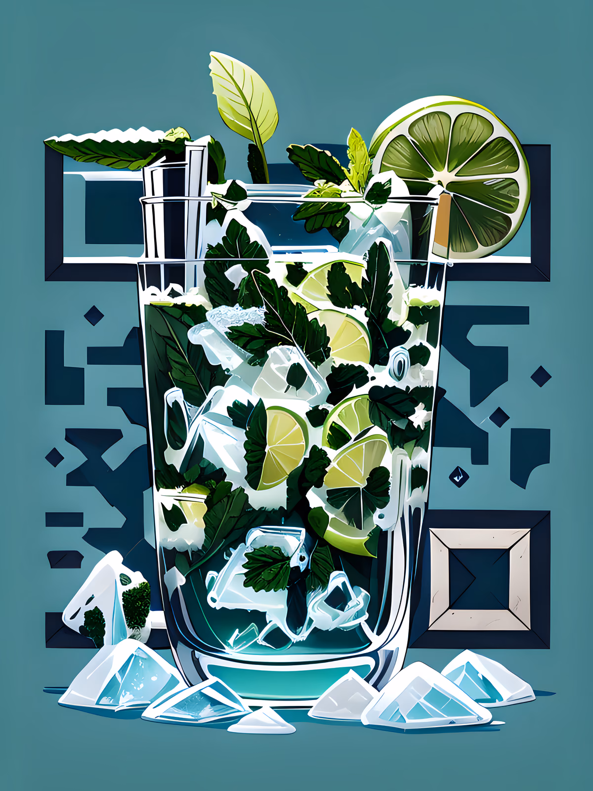 Mojito Glass Cartoon QR Code for Restaurant Menus — image 1