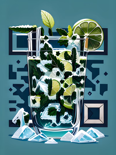 Mojito Glass Cartoon QR Code for Restaurant Menus — image 1