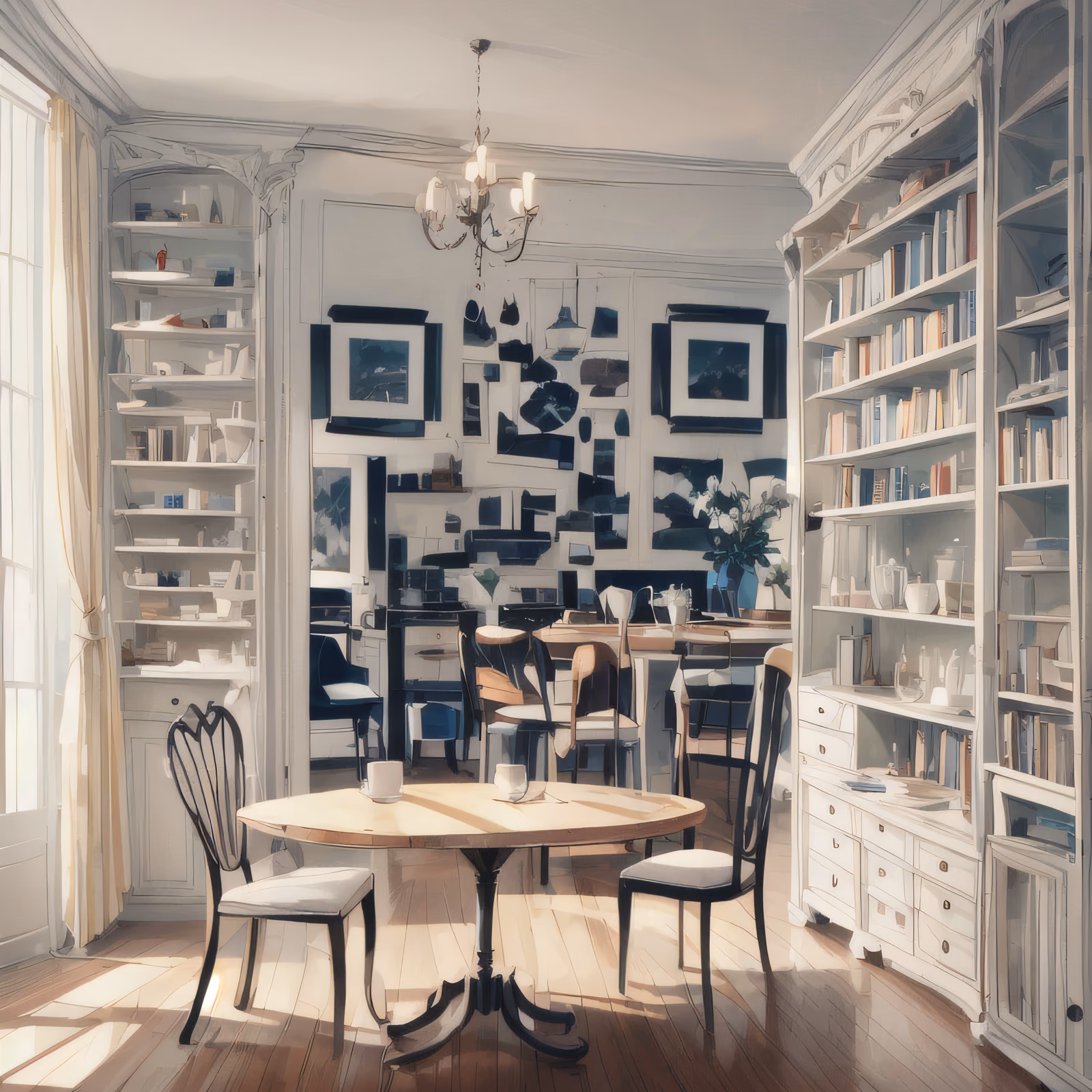 Sunlit Dining Room Comic Style QR Code Art — image 1
