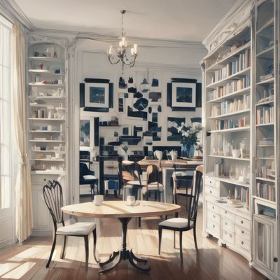 Sunlit Dining Room Comic Style QR Code Art
