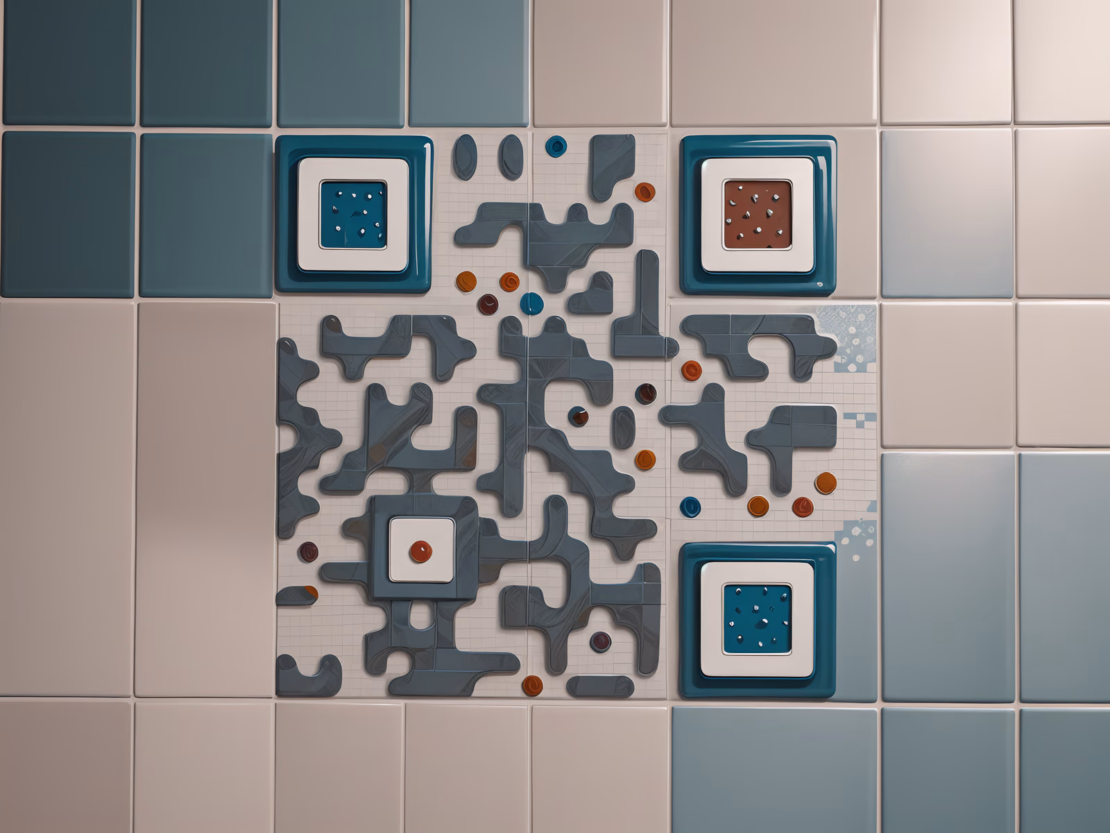 Glazed Ceramic Tile Wall Pattern QR Code Art — image 1