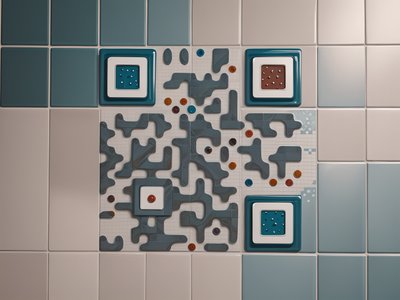 Glazed Ceramic Tile Wall Pattern QR Code Art