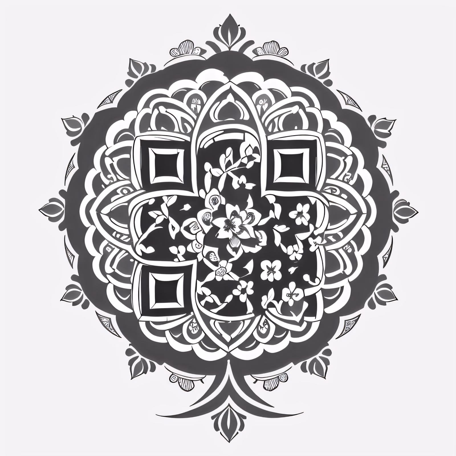 Floral Petal Mandala Tattoo Flowers QR Code for Temporary Tattoos — image 1