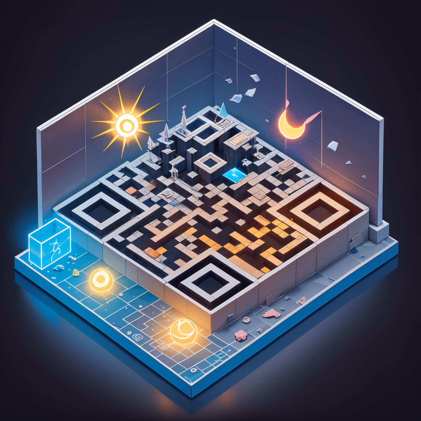 Изометрический диорама-метеостанция: QR-код для постеров — изображение 1