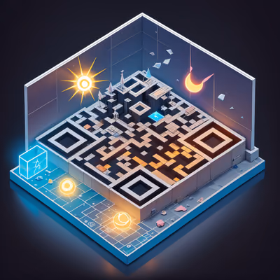 Изометрический диорама-метеостанция: QR-код для постеров — изображение 1