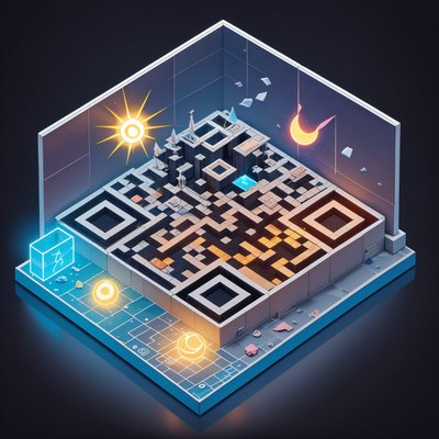 Isometric Weather Station Diorama QR Code for Posters