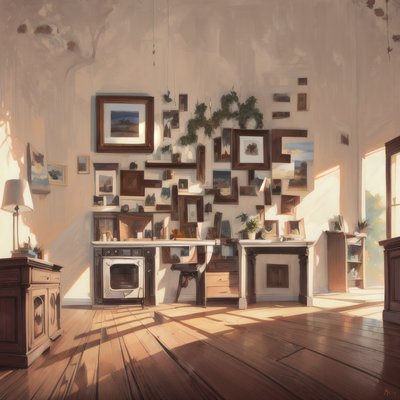 Sunlit Interior Digital Painting QR Code Art