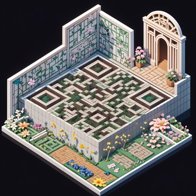 Изометрический сад с цветочным лабиринтом: QR-код