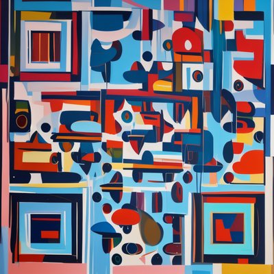 Abstract Cubist Geometric Painting QR Code Art