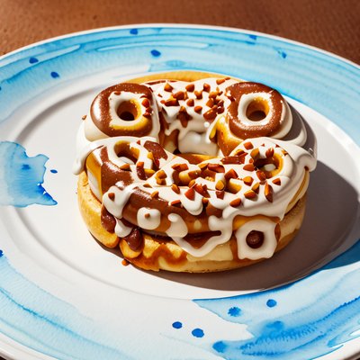 Iced Cinnamon Roll Watercolor QR Code for Restaurant Menus