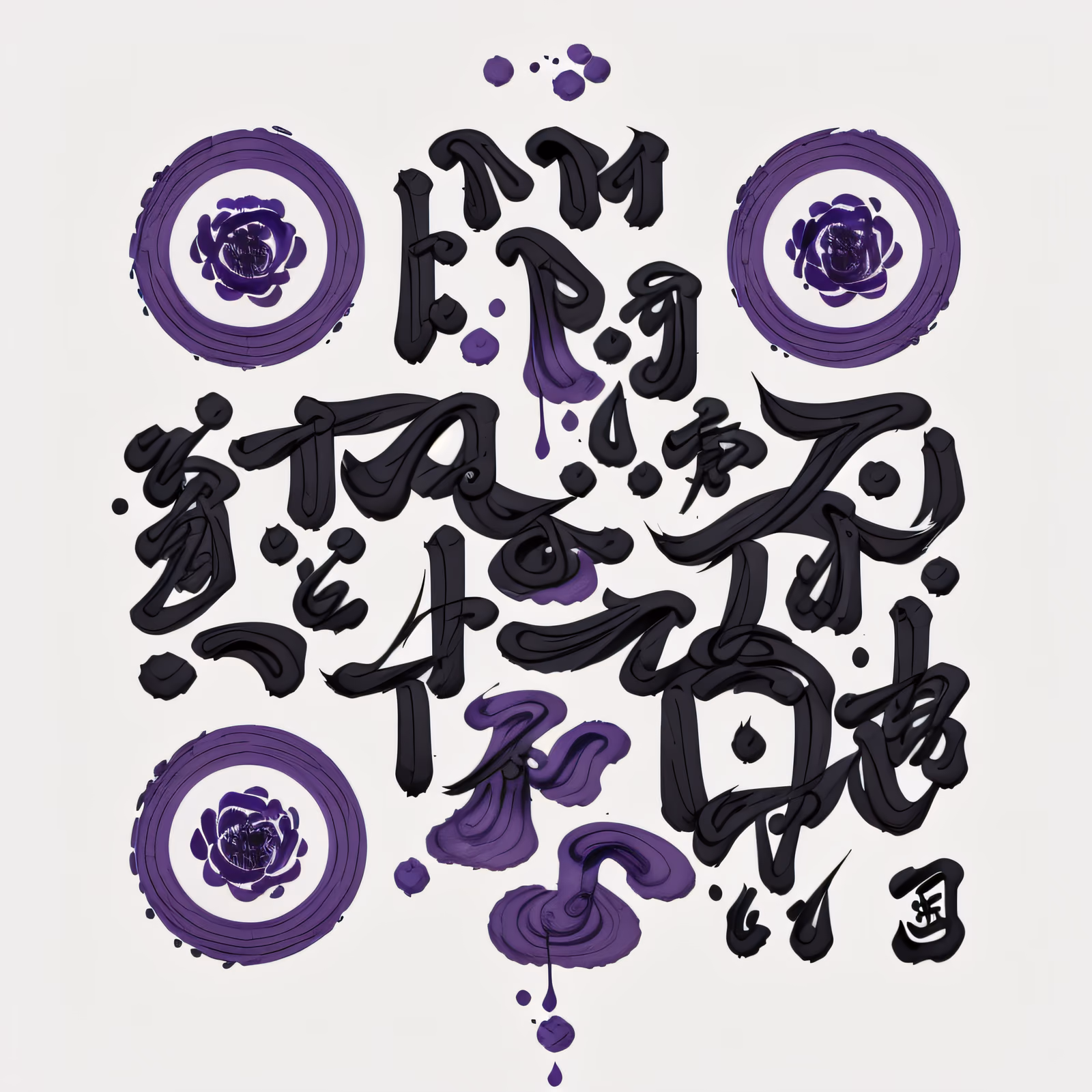 Violet Ink Brush Calligraphy Lettering QR Code Art — image 1