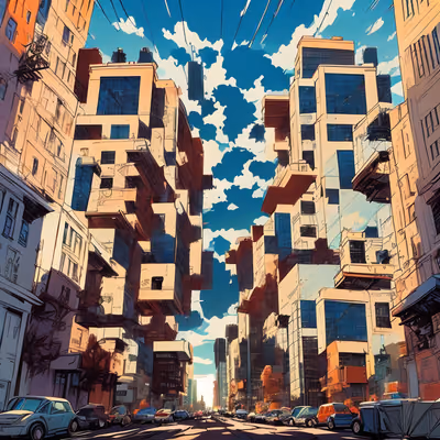 Comic City Street Skyline QR Code for Posters — image 1