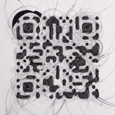 黑色墨水旋涡涂鸦二维码艺术 — 图片 1