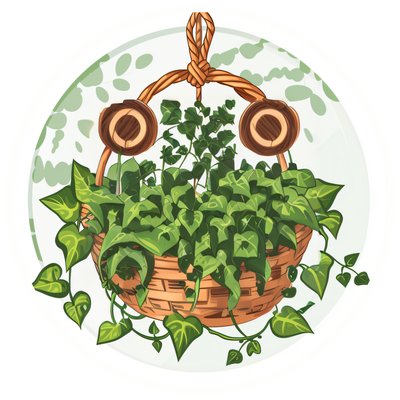 Hanging Ivy Basket Vector QR Code for Stickers
