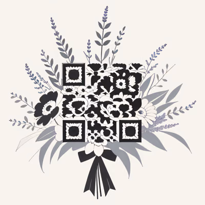 Floral Bouquet Ink Drawing QR Code Art — image 1