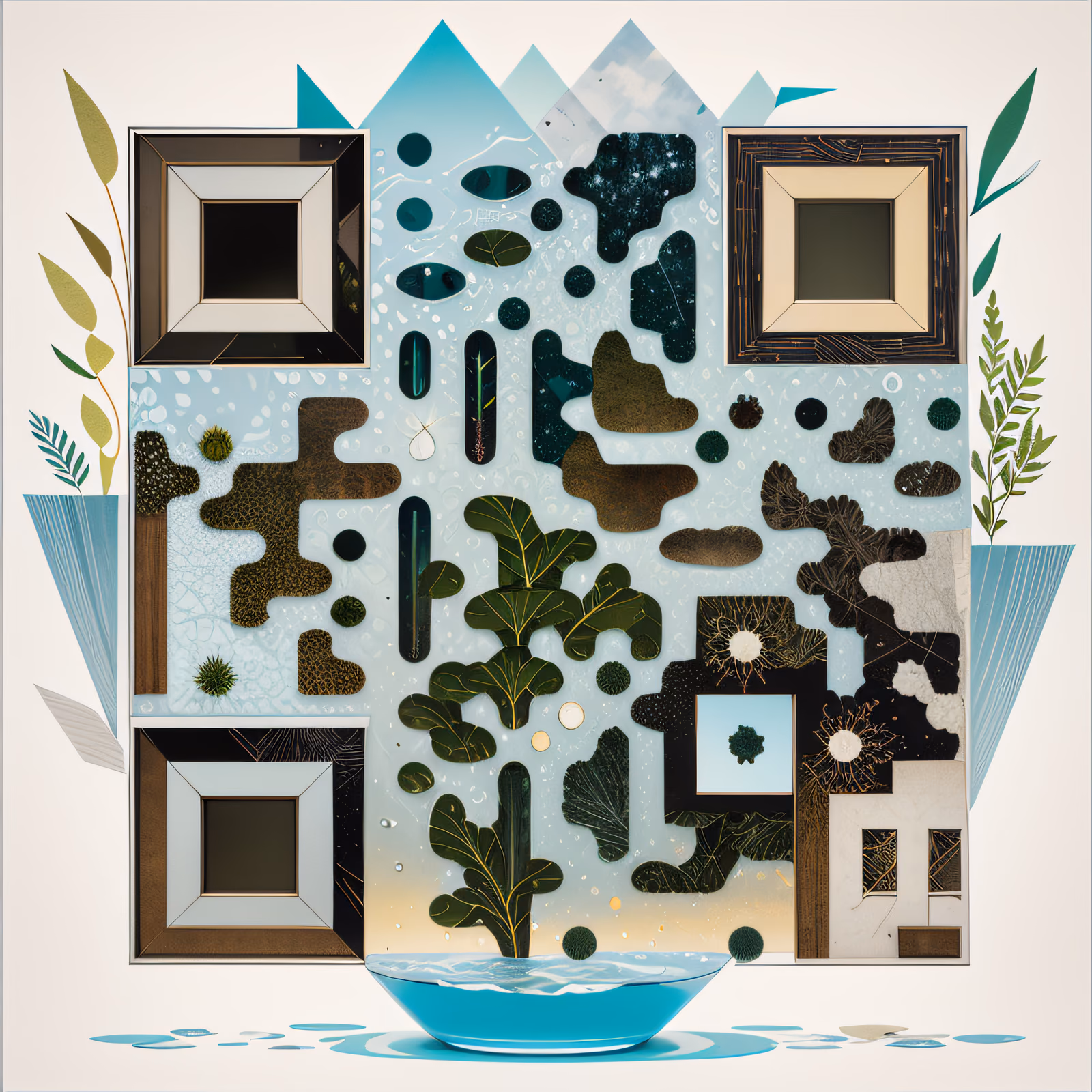 Botanical Paper Collage QR Code Art — image 1
