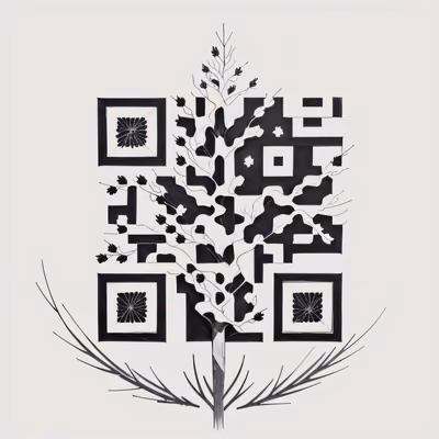 Сосна чернилами в стиле тату: QR-код для временных татуировок — изображение 1