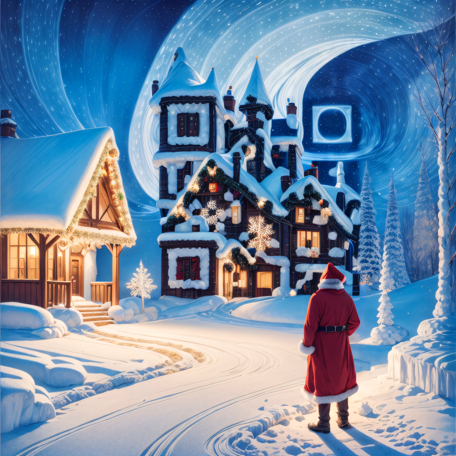 Santa Snowy Workshop Aurora QR Code for Greeting Cards — image 1