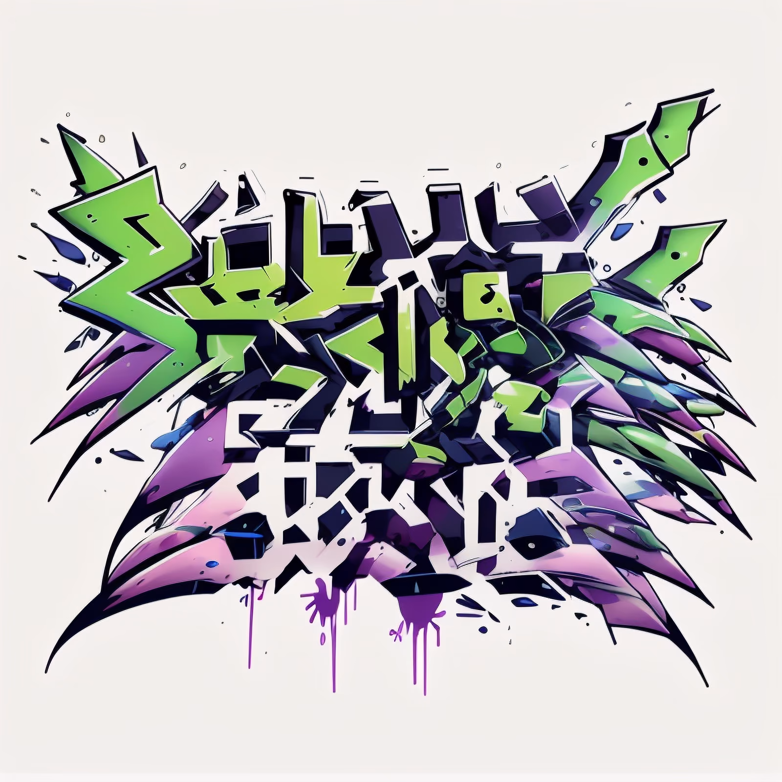Lime Purple Graffiti Lettering QR Code for Apparel — image 1